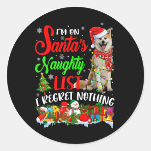 On Santas Naughty List Xmas Shiba Inu Classic Round Sticker