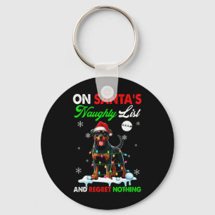 On Santa's Xmas Naughty List Regret Nothing Santa  Key Ring