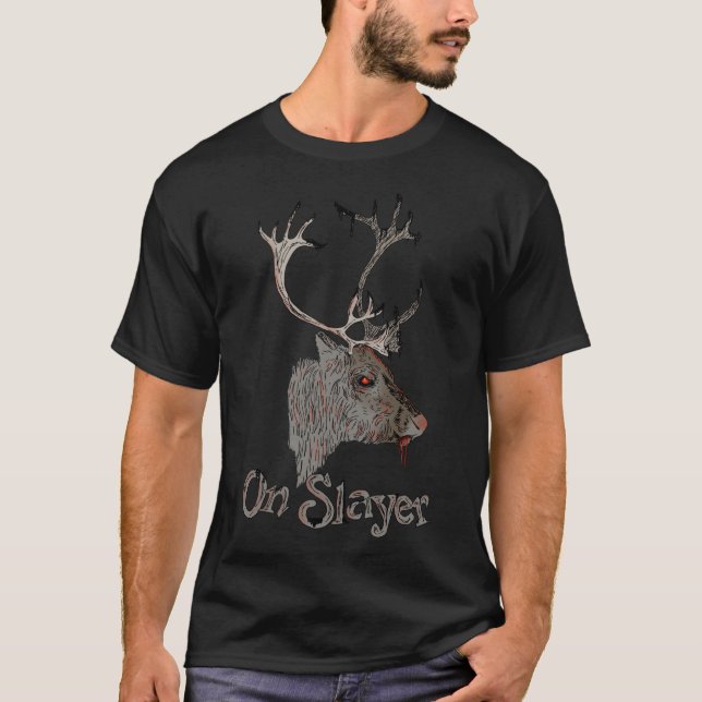 On Slayer Christmas Reindeer T-Shirt (Front)