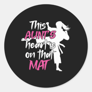 On That Mat Karate Aunt Proud Karate Auntie 1  Classic Round Sticker