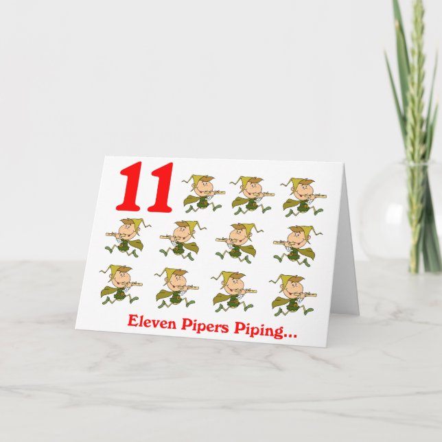 On the 11th Day of Christmas eleven Pipers piping Holiday Card (Front)