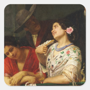 On the Balcony, 1873 by Mary Cassatt Square Sticker