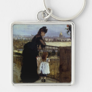 On The Balcony by Berthe Morisot Key Ring