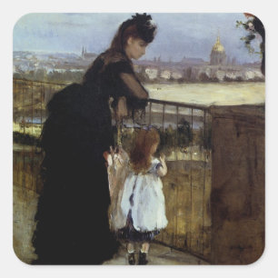 On The Balcony by Berthe Morisot Square Sticker
