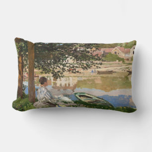 On the Bank of the Seine by Monet Lumbar Cushion