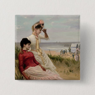On the Beach 15 Cm Square Badge