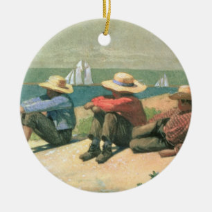 On the Beach, 1875 (w/c) Ceramic Tree Decoration