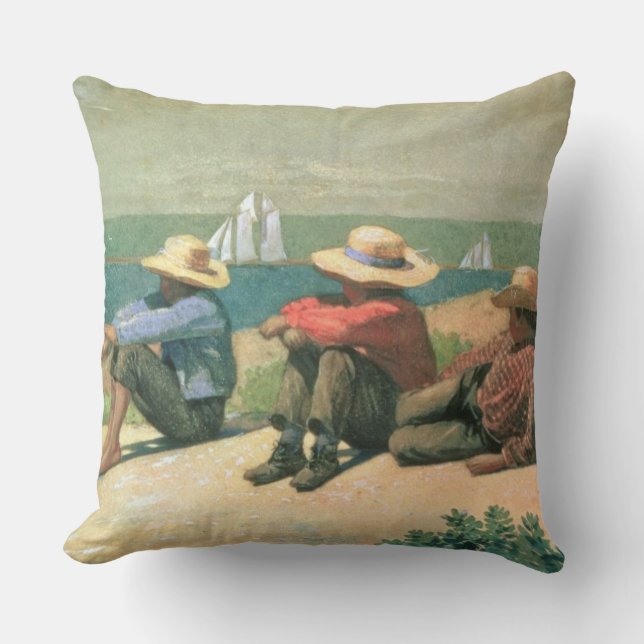 On the Beach, 1875 (w/c) Cushion (Front)