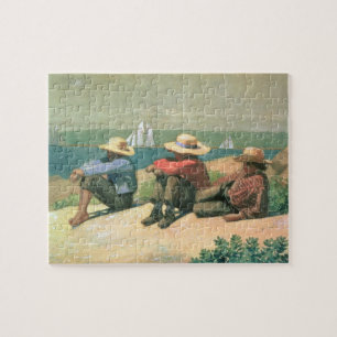 On the Beach, 1875 (w/c) Jigsaw Puzzle