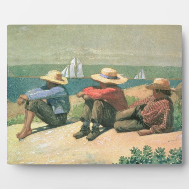 On the Beach, 1875 (w/c) Plaque (Front)