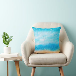 'On the Beach' Abstract Silk Painting Cushion