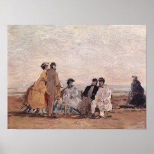 On the Beach at Trouville, c.1865 Poster