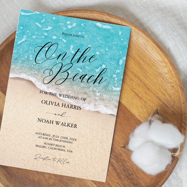On The Beach Blue Ocean wedding Invitation (Creator Uploaded)