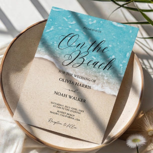 On The Beach Blue Ocean wedding Invitation