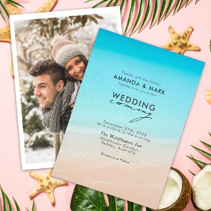 On the beach Nautical Photo Wedding Invitation