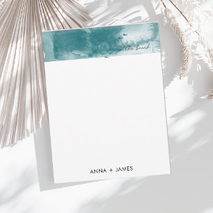 On The Beach Ocean Watercolor Summer Wedding Card