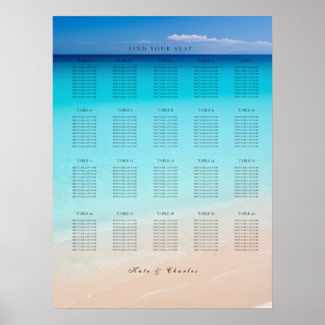 On the beach seating chart (Front)