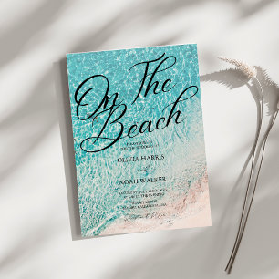 On The Beach Summer blue tropical wedding Invitation