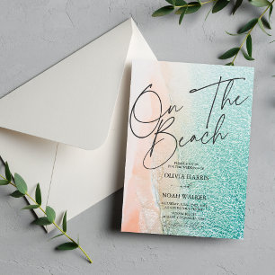 On The Beach Summer tropical wedding Invitation