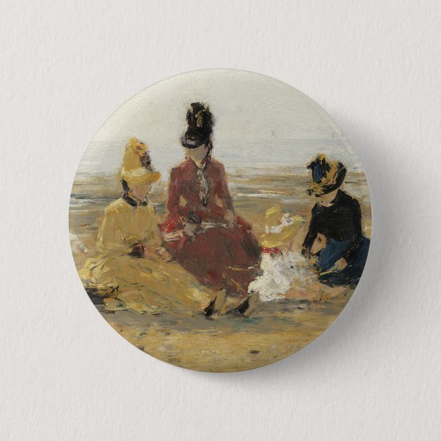 On the Beach, Trouville | 1887 6 Cm Round Badge (Front)