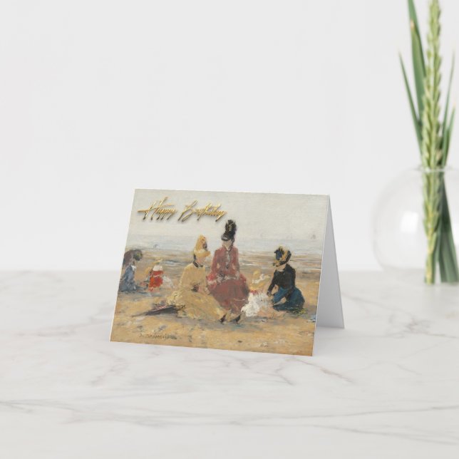 On the Beach Trouville 1887 by Eugene Boudin  Card (Front)