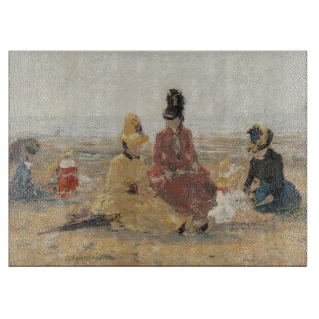 On the Beach Trouville 1887 by Eugene Boudin  Cutting Board (Front)