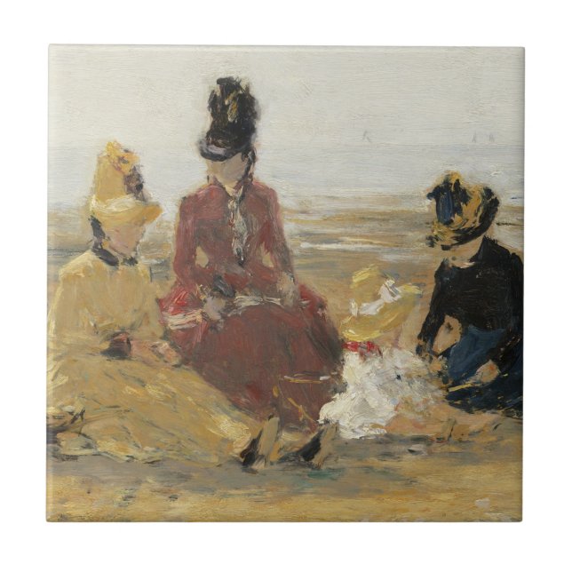 On the Beach, Trouville | 1887 Ceramic Tile (Front)