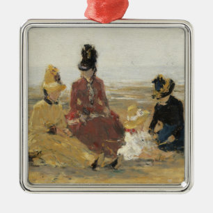 On the Beach, Trouville   1887 Metal Ornament
