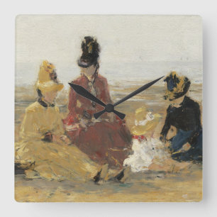 On the Beach, Trouville 1887 Square Wall Clock