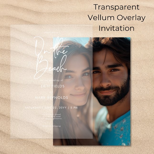  On the Beach Vellum Overlay Light Wedding Vellum Invitations (Creator Uploaded)
