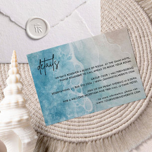 On The Beach Watercolor Beach Wedding Details Enclosure Card