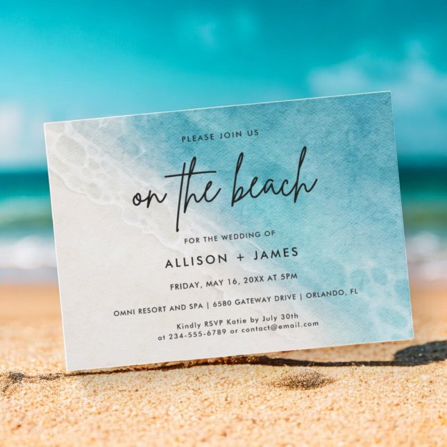 On The Beach Watercolor Destination Wedding Invitation (Creator Uploaded)