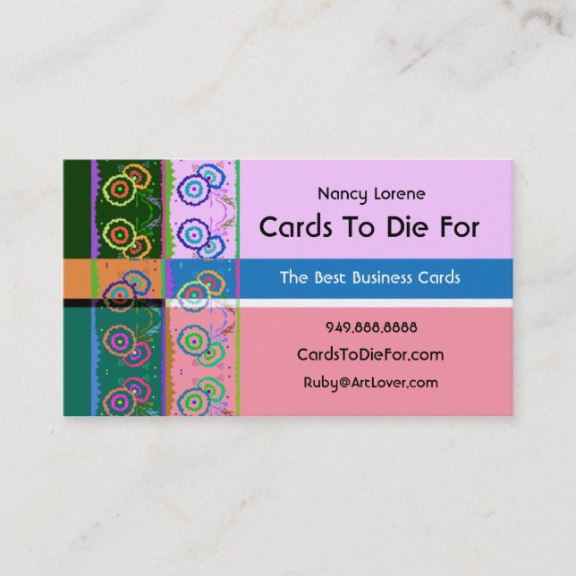 On The Border - Lilac and Pink Business Card (Front)