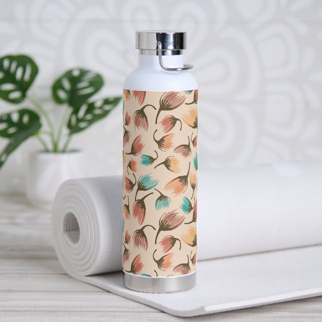 On the Breeze-Tossed Floral-Pebble-Distant Dunes Water Bottle (Yoga)