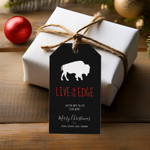 On the Edge White Buffalo B&W Plaid ID602 Gift Tags