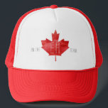 On The Eh Team | Canada Flag Trucker Hat<br><div class="desc">It's Canada Day! Turn on the music, fire up the BBQ grill and rock some Canadian Pride with our "On The Eh Team" hat. Red and white hate with a maple leaf designed to look like the Canadian flag. Add your custom wording to this design by using the "Edit this...</div>