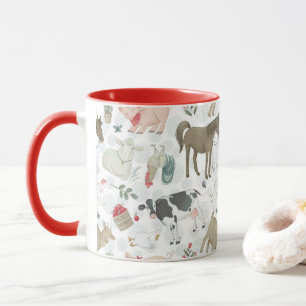 On The Farm Animal Farmhouse Country Red Mug