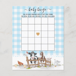 On The Farm Animals Baby Shower Bingo Game