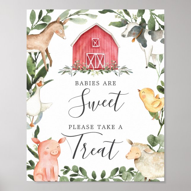 On The Farm Baby Shower Babies Are Sweet Sign (Front)