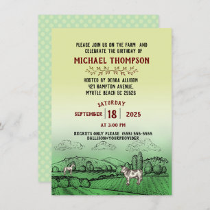 On The Farm Birthday Party Invitation