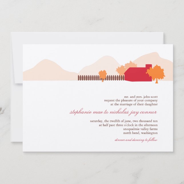 On the Farm Wedding Invitation (Front)