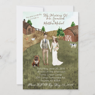 On The Farm Wedding Invitation - Brunette-Bulldog