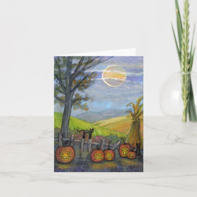 On the Fence Post with Cats Note Card (Front)