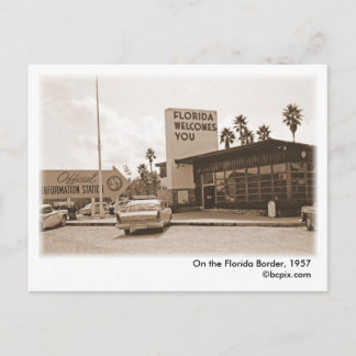 On the Florida Border, 1957 Postcard