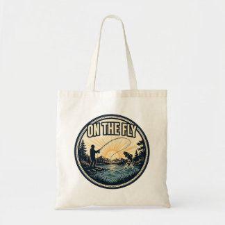 On The Fly — Fly Fisherman Casting at Sunrise with Tote Bag