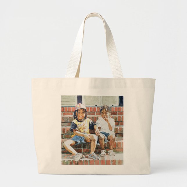 On the Front Step 2002 Large Tote Bag (Front)