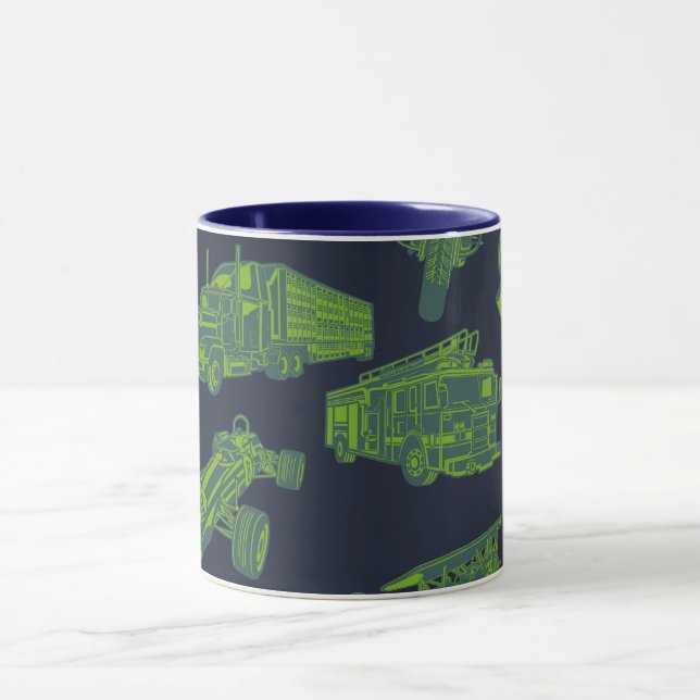On the Go Blue & Green Moving Vehicles Cars Boys Mug (Center)