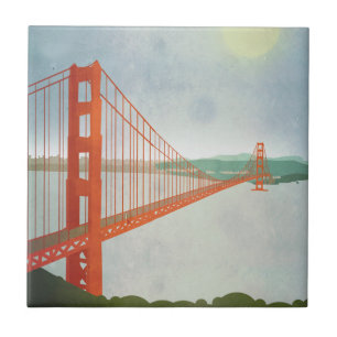 On The Golden Gate Bridge Ceramic Tile