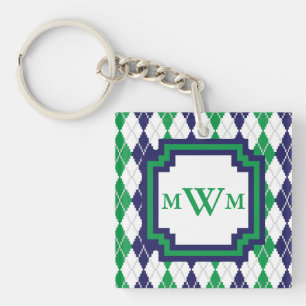 On the Green Argyle Acrylic Keychain