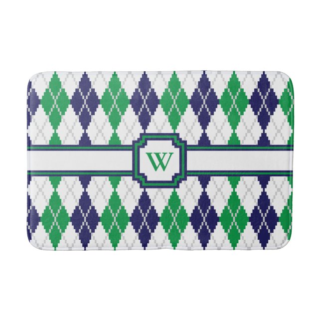 On the Green Argyle Bath Mat (Front)